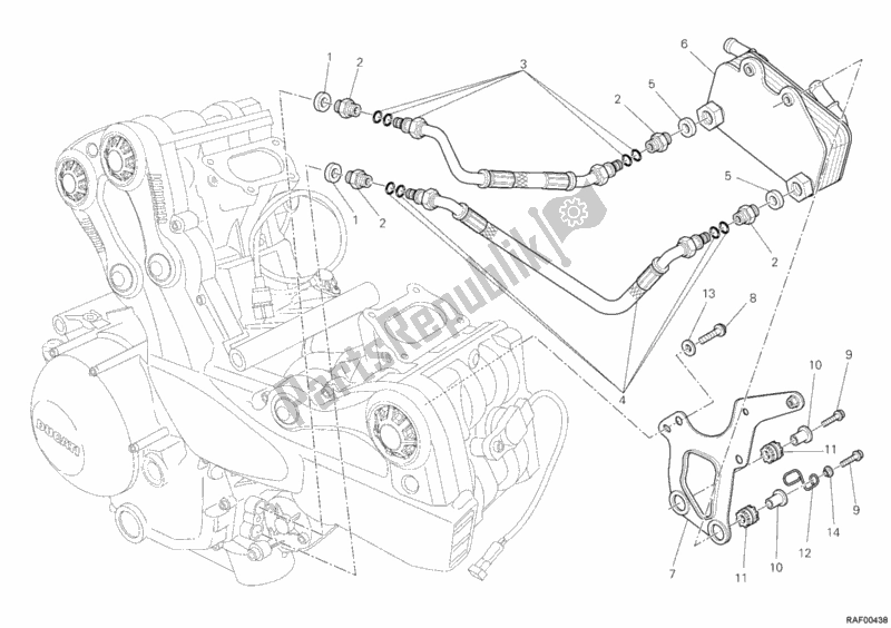 Toutes les pièces pour le Refroidisseur D'huile du Ducati Streetfighter 848 USA 2013